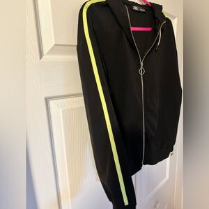 Zara Black Jacket with Hoodie